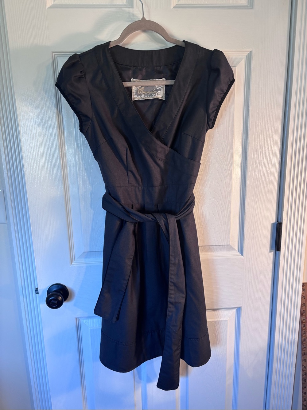 Emmelee for F.C. Black/charcoal grey Wrap Midi Dress with Tie Waist
